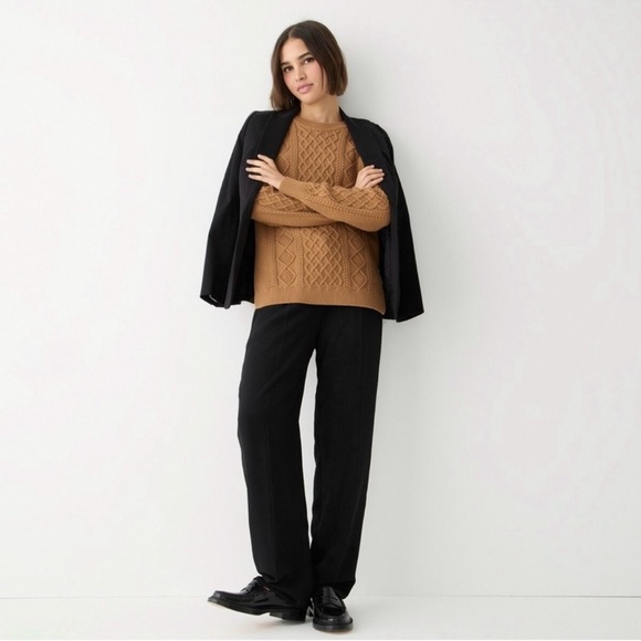 J. CREW Cable Knit Sweater Cotton Fisherman Chunky Tan, Size Small - Picture 4 of 15